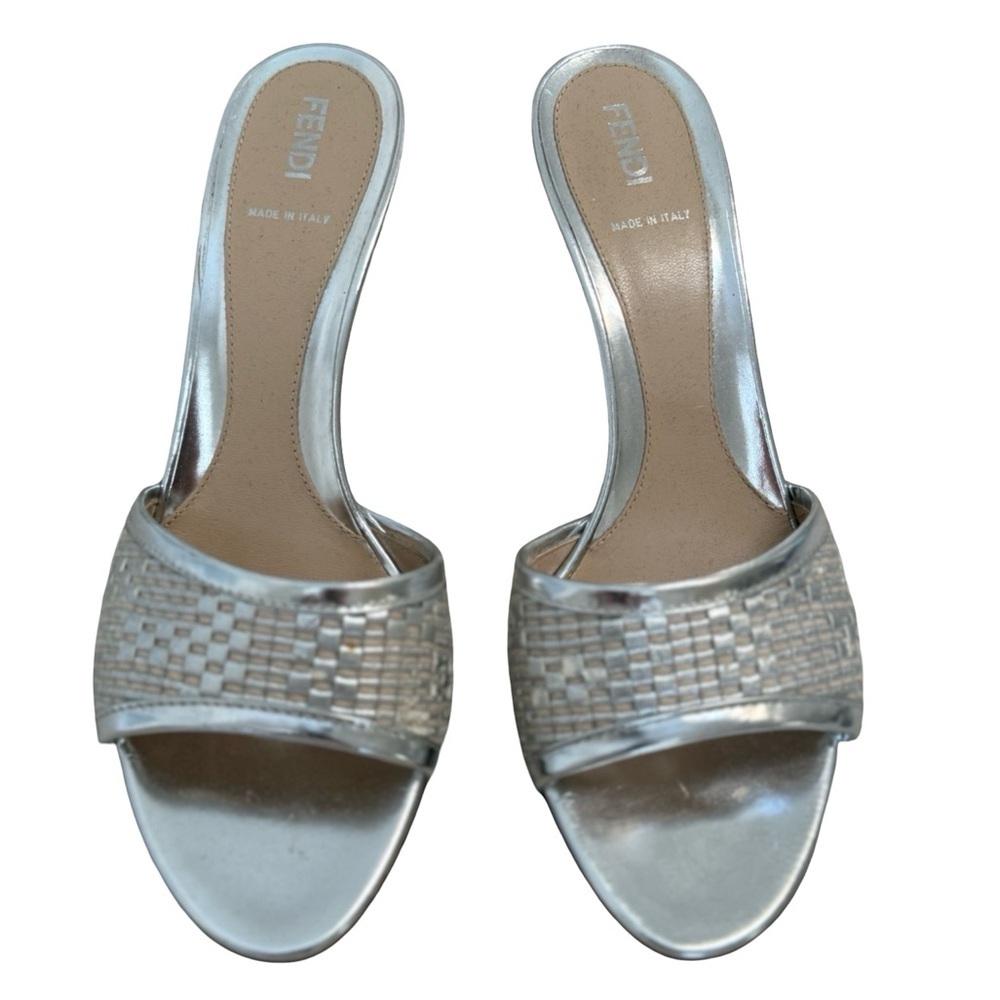 Women’s Fendi Metallic silver Kitten heels Size 37.5 - Picture 7 of 17
